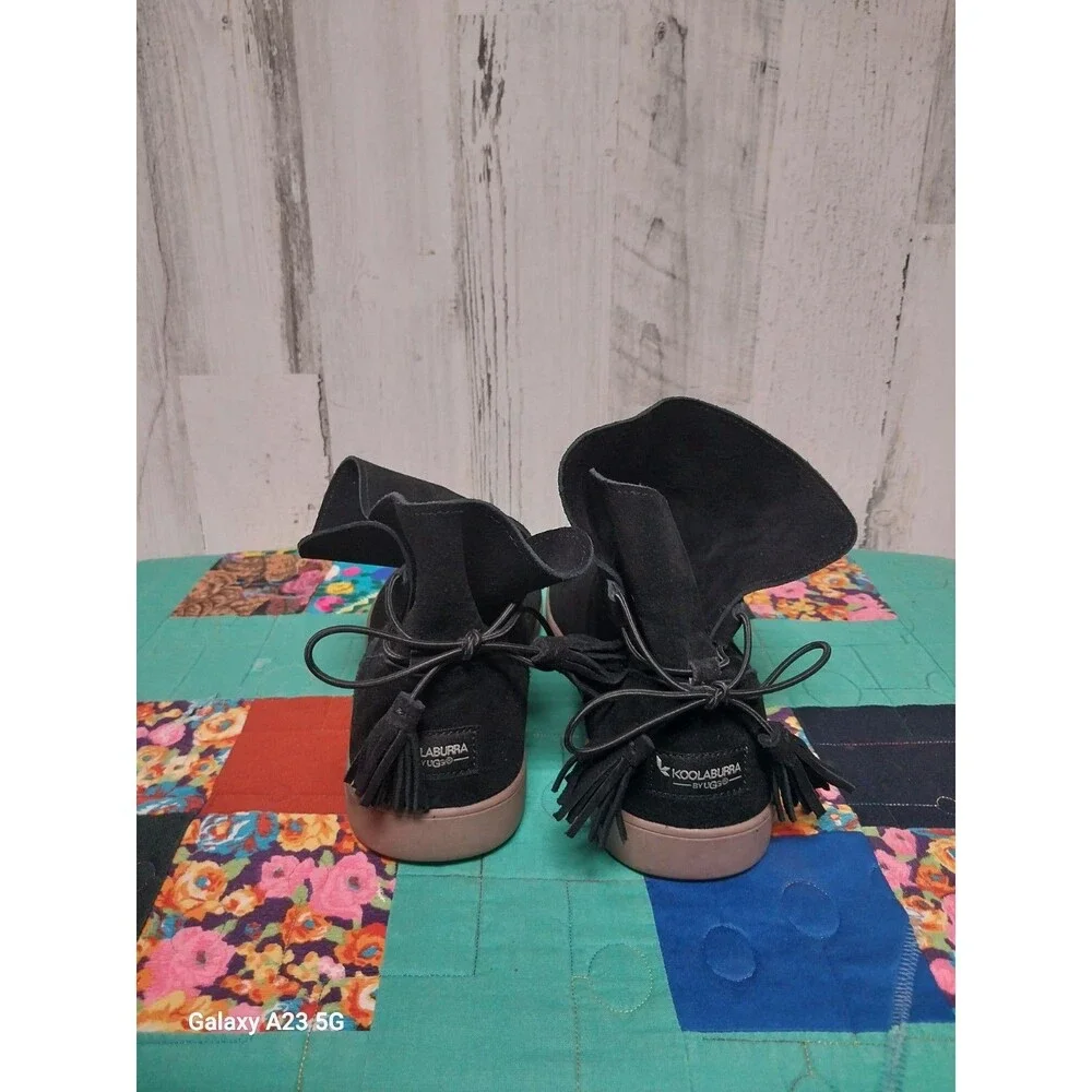 UGG Koolaburra - Skyller Suede Tassel Ankle Boots Black Women's Size US 11